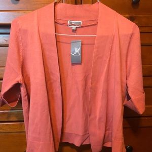 JM Collection cardigan in Dusty Coral